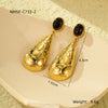 Fashion Stainless Steel Drop Shape Pendant Inlaid With Natural Stone Electroplated Women's Earrings