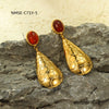 Fashion Stainless Steel Drop Shape Pendant Inlaid With Natural Stone Electroplated Women's Earrings