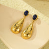 Fashion Stainless Steel Drop Shape Pendant Inlaid With Natural Stone Electroplated Women's Earrings