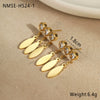 Fashion Stainless Steel Earrings With Geometric Pattern Inlaid With Zircon Tassel Pendant Electroplated For Women