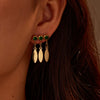 Fashion Stainless Steel Earrings With Geometric Pattern Inlaid With Zircon Tassel Pendant Electroplated For Women