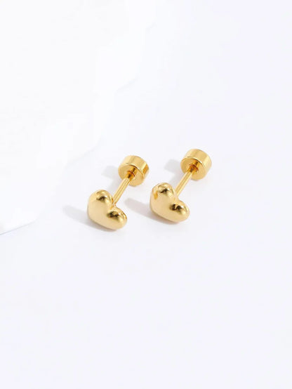 Fashion Stainless Steel Electroplated 18k Gold Heart Stud Earrings