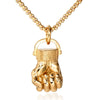 Fashion Stainless Steel Fist Pendant Necklace With Geometric Design And Electroplating