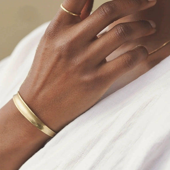 Fashion Stainless Steel Geometric Concave Smooth Opening Bracelet Electroplated Hand Jewelry