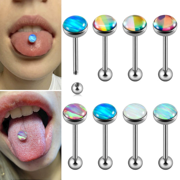 Fashion Stainless Steel Geometric Flash Tongue Ring Piercing Jewelry