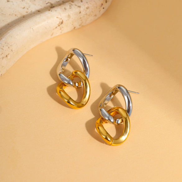 Fashion Stainless Steel Geometric M?bius Ring Electroplated Women's Earrings
