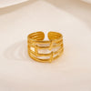 Fashion Stainless Steel Geometric Opening Adjustable Ring With Real Gold Electroplated Treatment