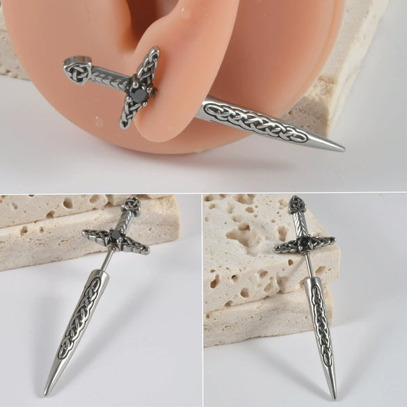 Fashion Stainless Steel Geometric Pistol Straight Rod Ear Studs With Polishing For Unisex
