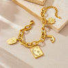 Fashion Stainless Steel Geometric Square Diamond Star Moon Pendant Bracelet Gold Plated