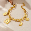 Fashion Stainless Steel Geometric Square Diamond Star Moon Pendant Bracelet Gold Plated