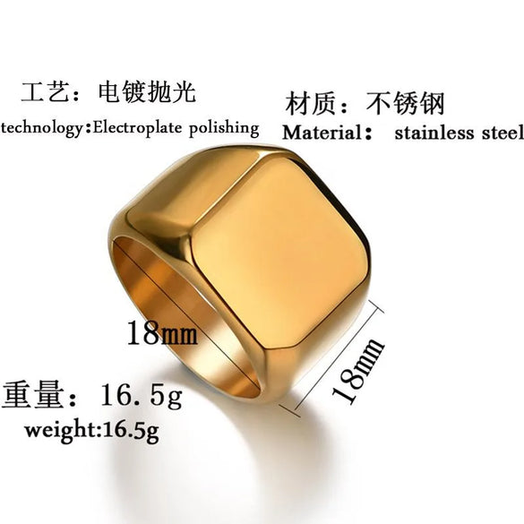 Fashion Geometric Customization Laser Engraving 304 Stainless Steel No Inlaid 18K Gold Plated Men'S Men Band Rings