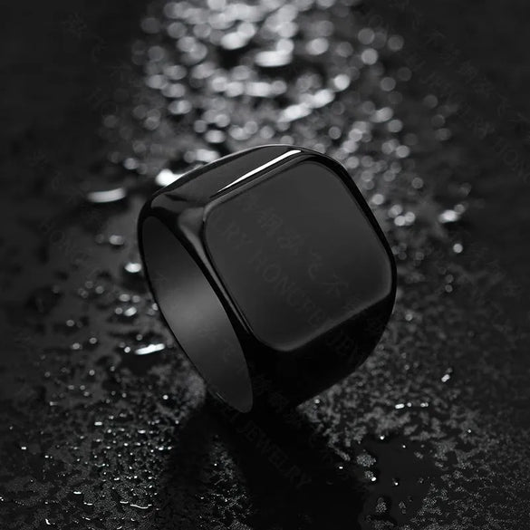 Fashion Geometric Customization Laser Engraving 304 Stainless Steel No Inlaid 18K Gold Plated Men'S Men Band Rings