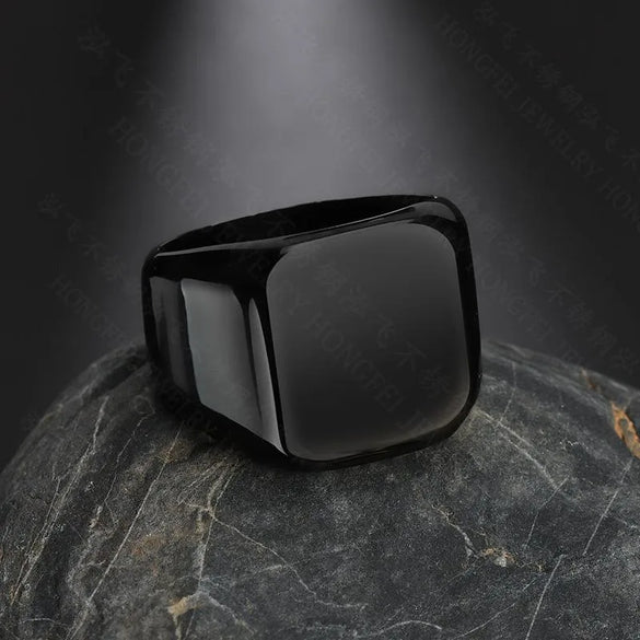 Fashion Geometric Customization Laser Engraving 304 Stainless Steel No Inlaid 18K Gold Plated Men'S Men Band Rings