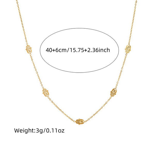 Fashion Stainless Steel Gold Plated Hollow Palm Jewelry Set Necklace Earrings Bracelet