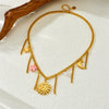 Fashion Stainless Steel Gold Plated Tassel Star Moon Pendant Necklace For Women