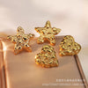 Fashion Stainless Steel Goldplated Asymmetrical Starfish Heartshaped Women's Earrings Polished
