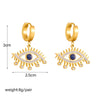 Fashion Stainless Steel Goldplated Hollow Eye Earrings With Inlaid Blue Diamond