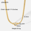Fashion Stainless Steel Heart Shape Cuban Snake Chain Necklace With Love Pendant 14K Gold Plated