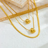 Fashion Stainless Steel Heart Shape Pendant Multi Layer Chain Necklace With Gold Plated Electroplating Process For Women