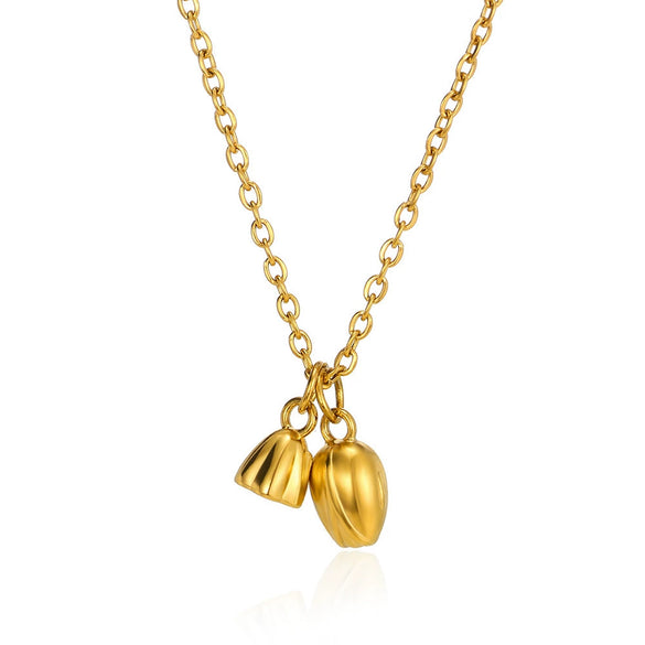 Fashion Stainless Steel Heartshaped Ing Flower Seeds Pendant Necklace With O Chain And Electroplating