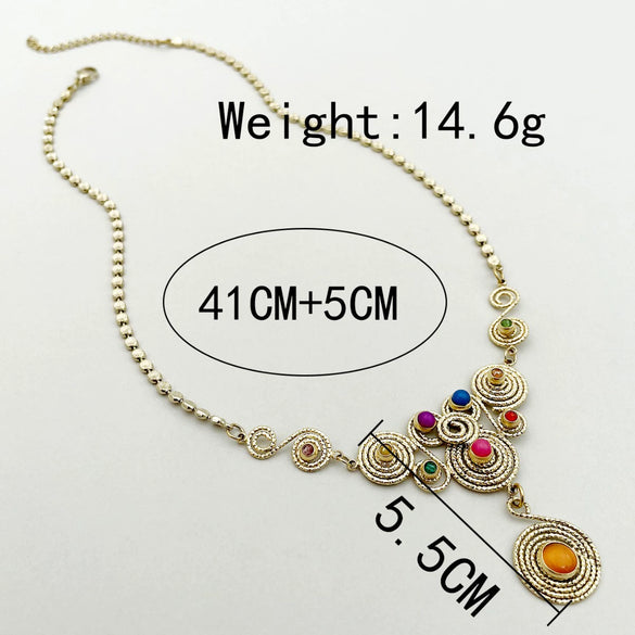 Fashion Stainless Steel Heavy Industry Necklace For Women With Metal Stitching Line Inlaid With Natural Stone And Electroplating Plants And Flowers Style