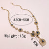 Fashion Stainless Steel Heavy Industry Necklace For Women With Metal Stitching Line Inlaid With Natural Stone And Electroplating Plants And Flowers Style
