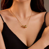 Fashion Stainless Steel Hollow Ball Pendant Necklace Vacuum Electroplated For Women