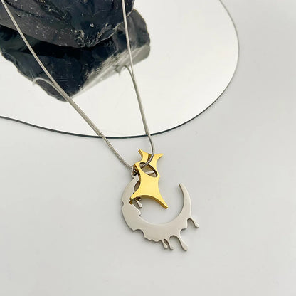 Fashion Stainless Steel Irregular Moon Necklace Daily Unset