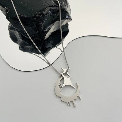 Fashion Stainless Steel Irregular Moon Necklace Daily Unset