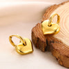 Fashion Stainless Steel 18K Gold Heartshaped And Starpatterned Women's Earrings Set