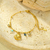 Fashion Stainless Steel 18K Gold Inlaid Zircon And Natural Stone Stars Titanium Steel Women's Bracelet With Electroplating