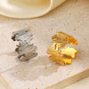 Fashion Stainless Steel Leaf Ring Women's Popular Opening Adjustable Jewelry With Electroplating Treatment And Plant Flower Style
