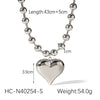 Fashion Stainless Steel Love Women's Necklace With Peach Heart Pendant And Ball Chain Titanium Steel Electroplating