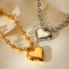 Fashion Stainless Steel Love Women's Necklace With Peach Heart Pendant And Ball Chain Titanium Steel Electroplating