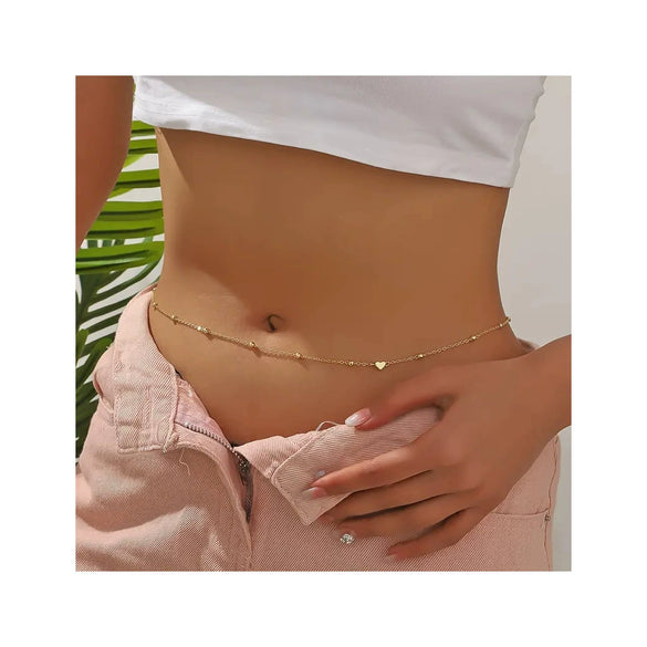 Fashion Stainless Steel Multi Layer Small Heart Waist Chain Body Jewelry For Women Simple Versatile Single Loop Belly Chain