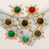Fashion Stainless Steel Natural Stone Tiger Eye Stone Classic Eight Mans Star Element Titanium Steel Flower Pendant Electroplated 18K Gold Diy Necklace Earrings Accessories