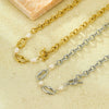Fashion Stainless Steel Necklace For Women With Splicing Process And Pearl Chain Inlay And Electroplating Treatment