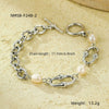 Fashion Stainless Steel Necklace For Women With Splicing Process And Pearl Chain Inlay And Electroplating Treatment