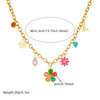 Fashion Stainless Steel Necklace With Colorful Resin Petals Daisy Hollow Butterfly Pearl Love Accessories And O Chain Electroplated Flower Pattern For Women