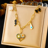 Fashion Stainless Steel Necklace With Heart Shape Painted Oil Dropping Love Daisy Lightning Bow Pendant And O Chain Electroplating Design