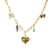 Fashion Stainless Steel Necklace With Heart Shape Painted Oil Dropping Love Daisy Lightning Bow Pendant And O Chain Electroplating Design
