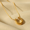 Fashion Stainless Steel Necklace With U Shaped Titanium Steel Pendant 18K Gold Plated By Vacuum Real Gold Electroplating In Pvd Furnace For Women