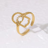 Fashion Stainless Steel Open Ring With Fatima's Hand And Devil's Eye 18K Gold Plated For Women Electroplated