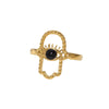 Fashion Stainless Steel Open Ring With Fatima's Hand And Devil's Eye 18K Gold Plated For Women Electroplated