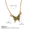 Fashion 316L Stainless Steel Pendant Necklace With Devil's Eye And Butterfly Moon Inlaid Rhinestone Electroplated
