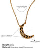 Fashion 316L Stainless Steel Pendant Necklace With Devil's Eye And Butterfly Moon Inlaid Rhinestone Electroplated