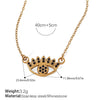 Fashion 316L Stainless Steel Pendant Necklace With Devil's Eye And Butterfly Moon Inlaid Rhinestone Electroplated