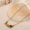 Fashion 316L Stainless Steel Pendant Necklace With Devil's Eye And Butterfly Moon Inlaid Rhinestone Electroplated