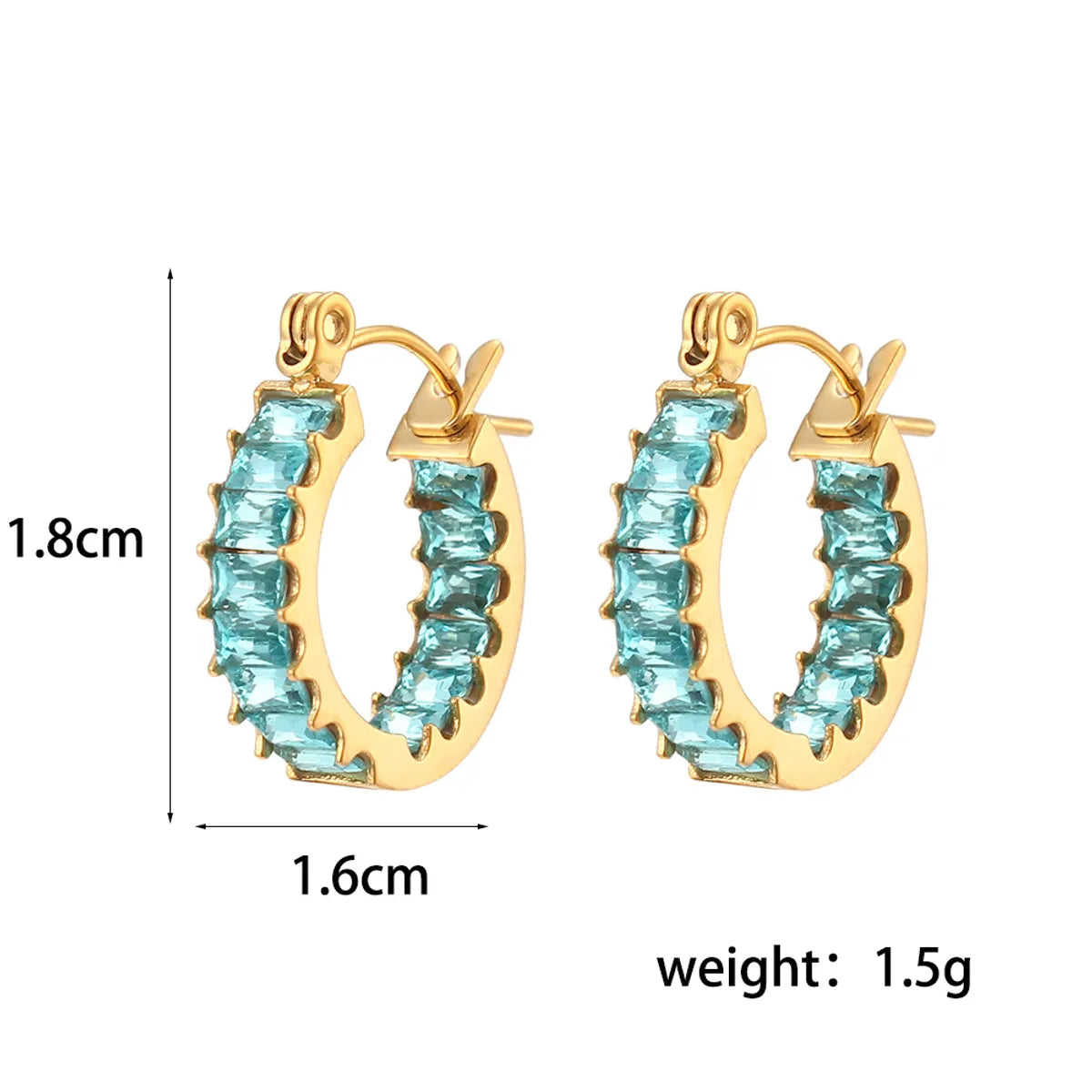 Fashion Round Plating Stainless Steel Zircon Gold Plated Earrings