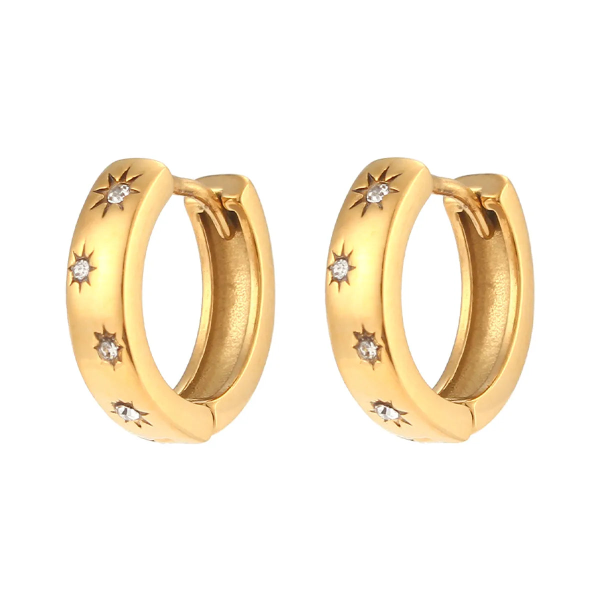 Fashion Sun Plating Stainless Steel Zircon Earrings